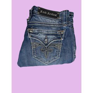 Womens Rock Revival Sora Boot Jeans Low Rise  Rhinestone size 27
